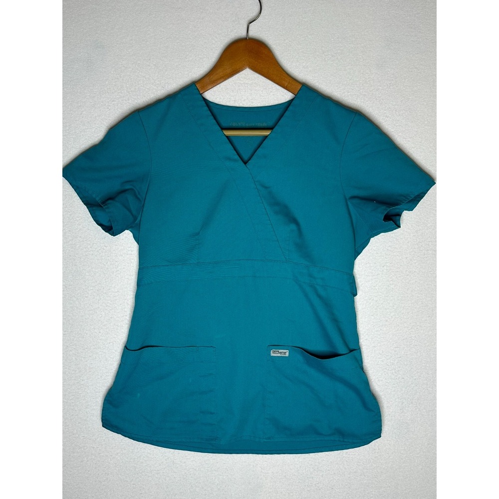 Greys Anatomy by Barco Women Blue Scrub Top V-Neck Size Small